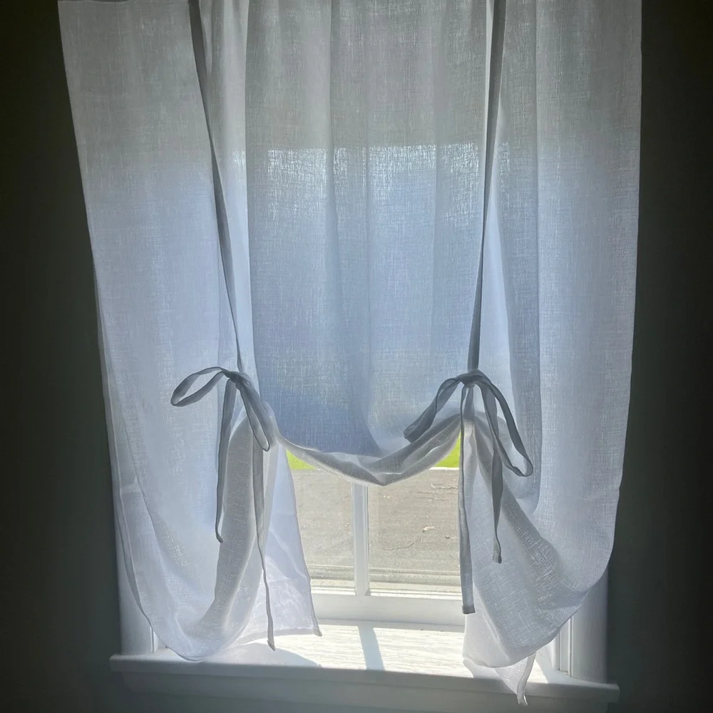 4 White Tie-Up Window Curtain